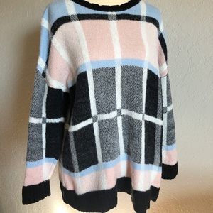 Fuzzy Plaid Sweater